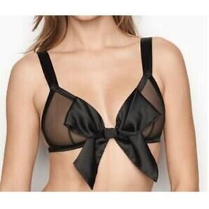 Victoria Secret Very Sexy Big Bow Mesh Bralette Womens Black